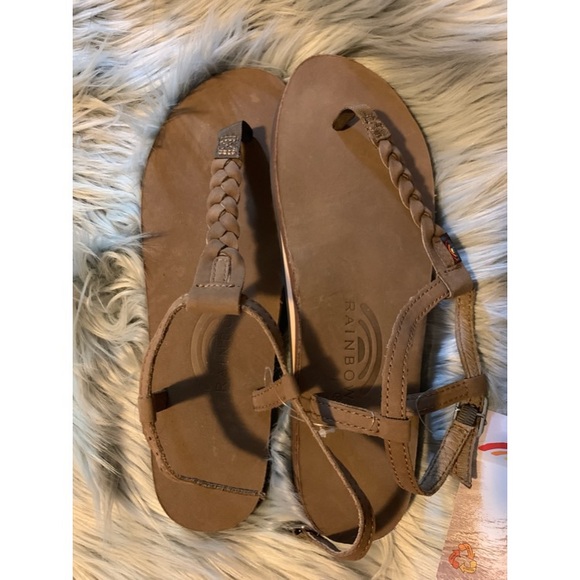 rainbow t strap sandals